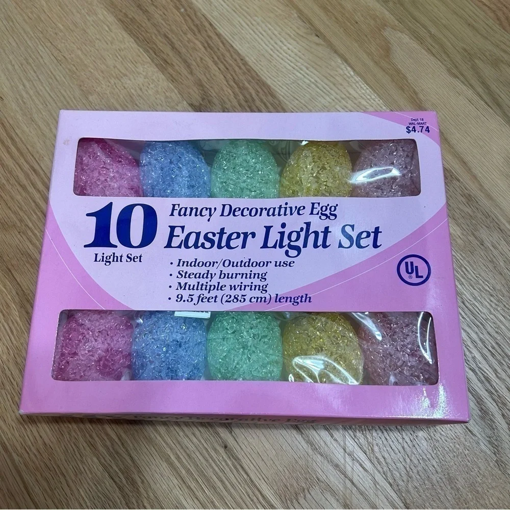 Vintage 10 Melted Popcorn Crystal Easter Egg String Lights NEW Pastel Home Decor